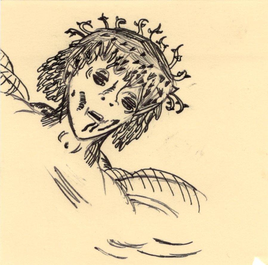 Masked figure sketch